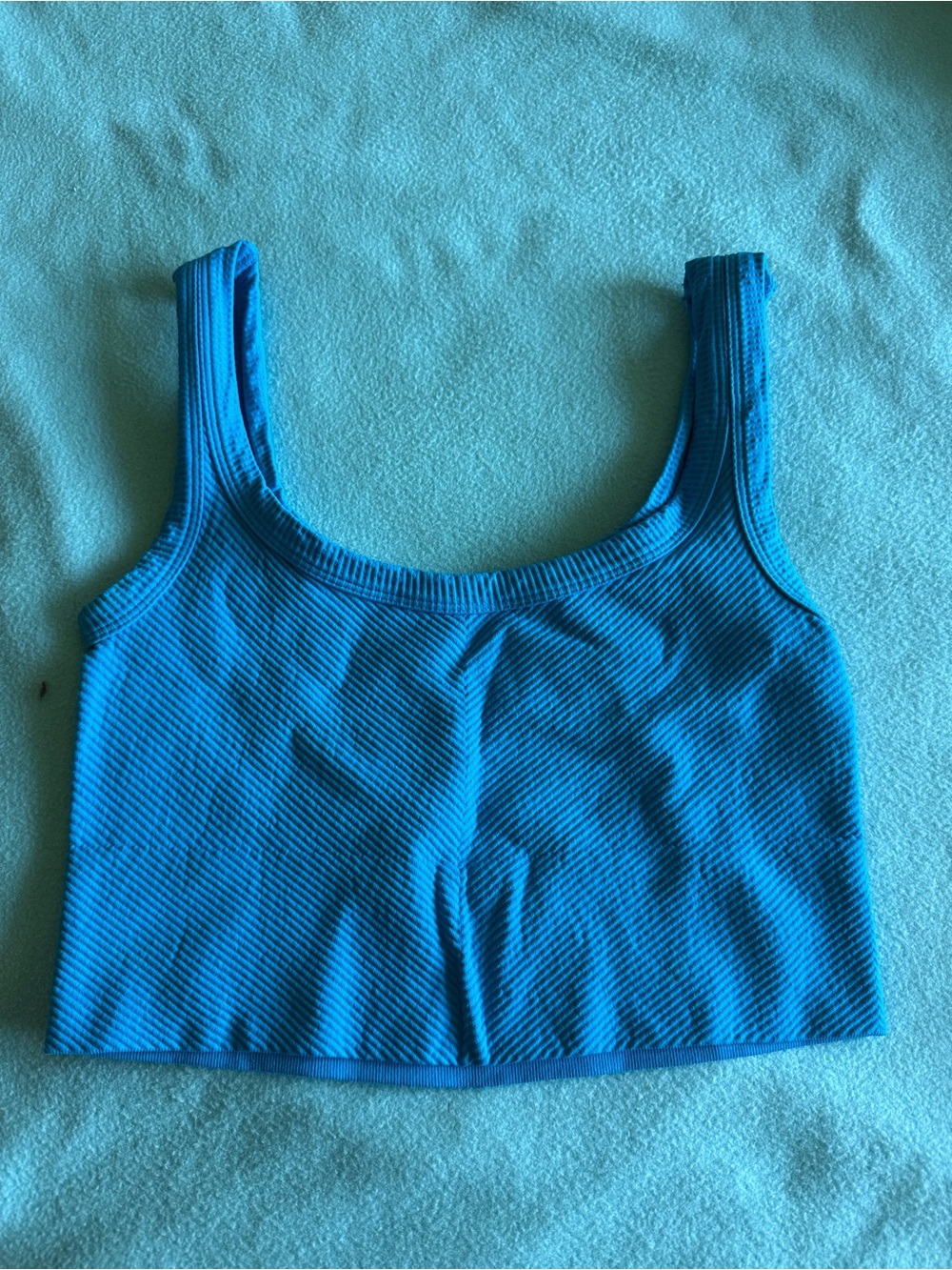 Blue Ribbed Crop Tank Top - Women